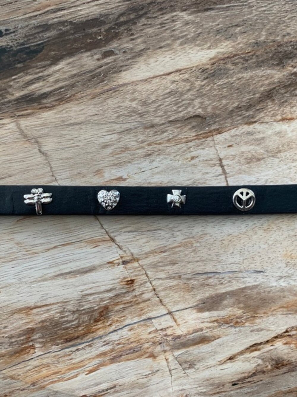 Dyrberg/Kern Ulla Dragonly Heart Cross Peace symbol bracelet